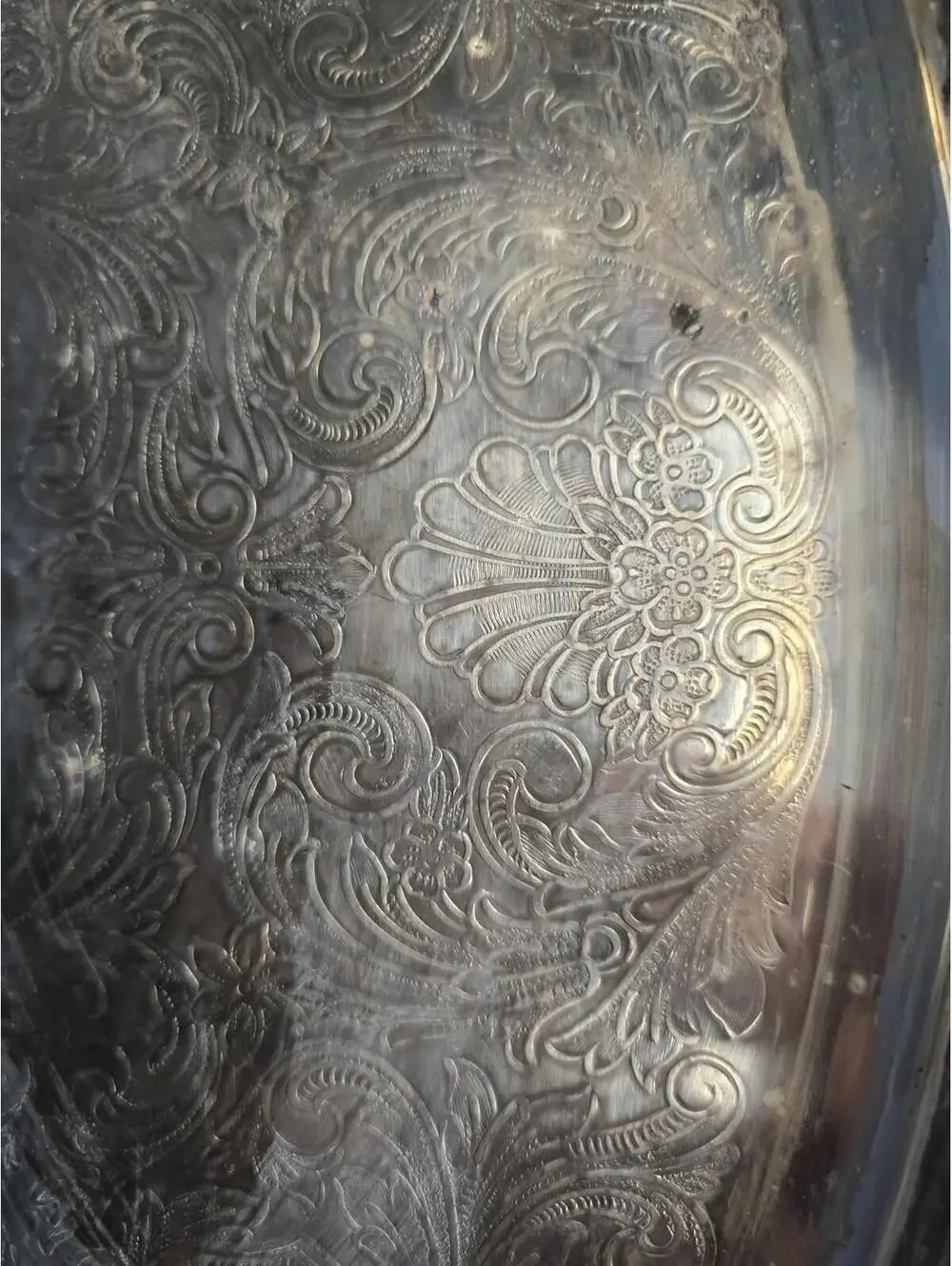 Vintage Ornate Silver Plated Serving Tray